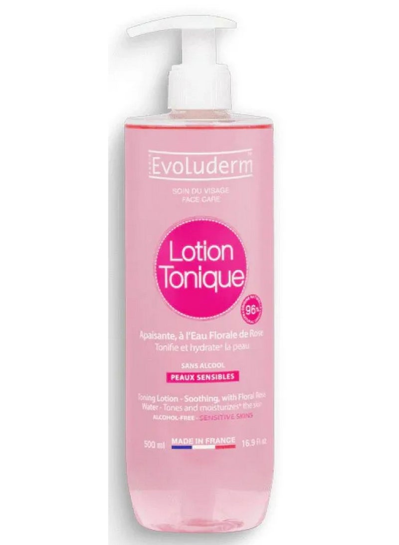 Evoluderm Toning Lotion Soothing With Floral Rose Water Sensitive Skin Soothes & Moisturizes Alcohol Free 500 ML - Image 1